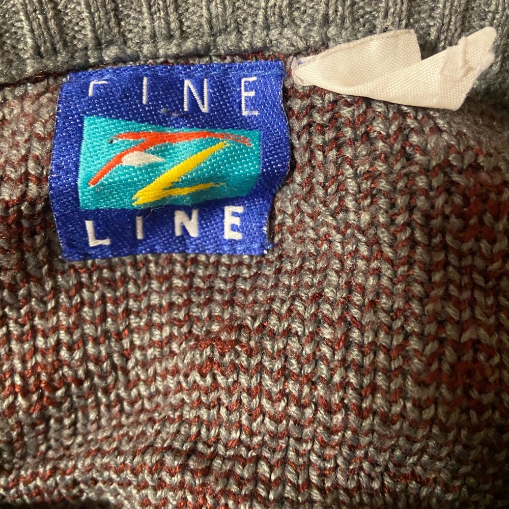 Vintage embroidered handmade bunny sweater wool brand fine line color grey - Picture 7 of 7